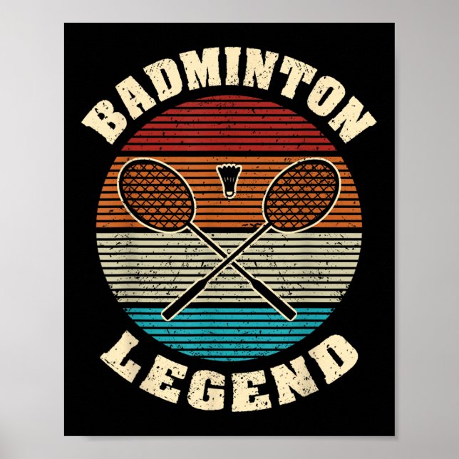 Cool Retro Crossing Rackets Badminton Legend Badmi Poster (Front)