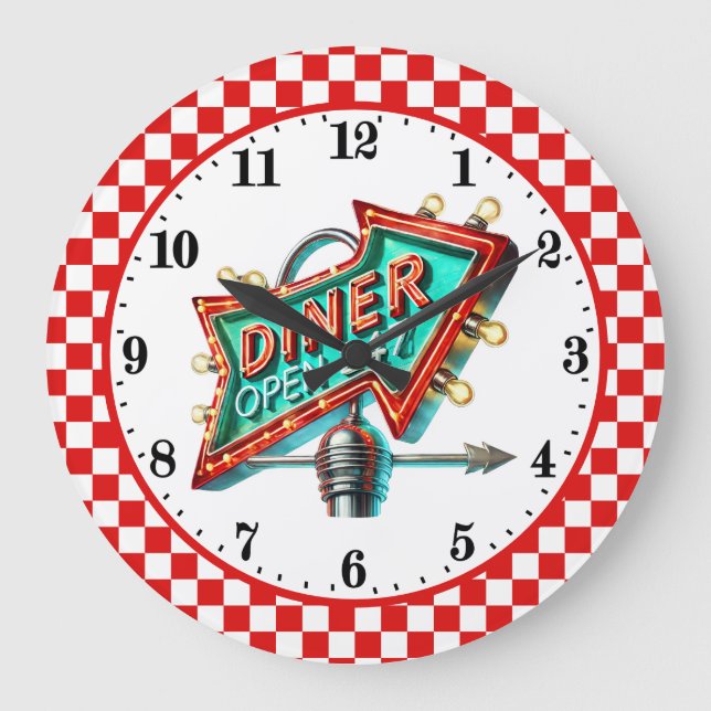 Cool Retro diner 50's Large Clock (Front)