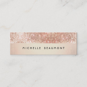 Cool Retro Fashion and Beauty Faux Copper Sequin Mini Business Card