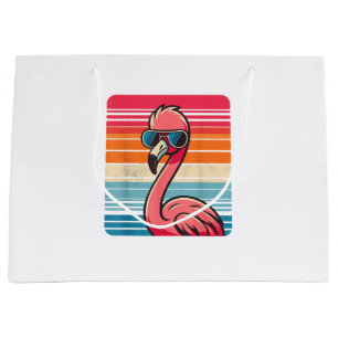 Cool Retro Flamingo in Sunglasses 70s 80s 90s Funn Large Gift Bag
