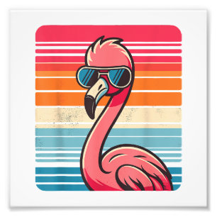 Cool Retro Flamingo in Sunglasses 70s 80s 90s Funn Photo Print