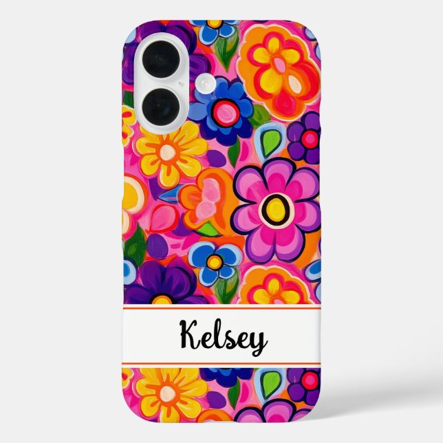Cool Retro Floral Personalised Case-Mate iPhone Case (Back)