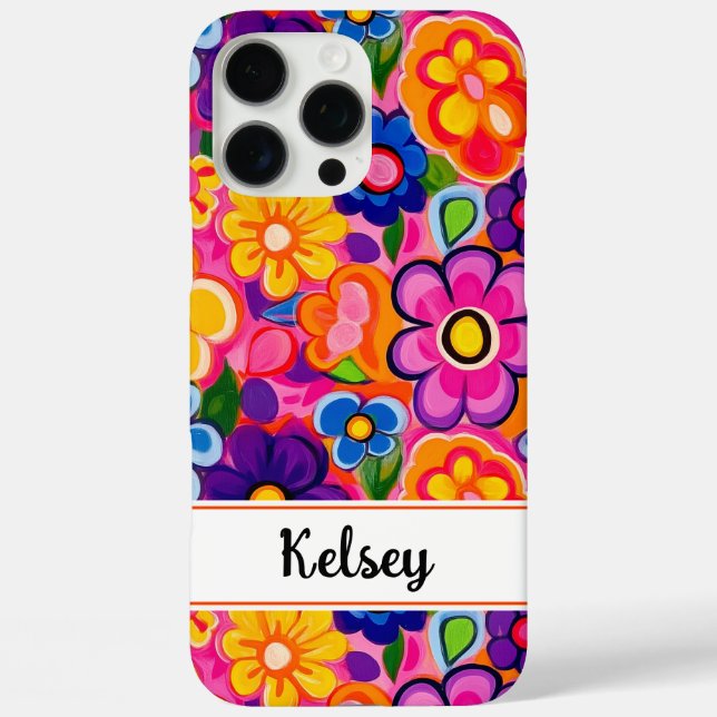 Cool Retro Floral Personalized Case-Mate iPhone Case (Back)
