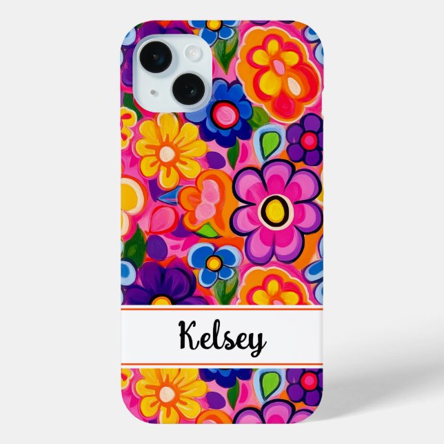 Cool Retro Floral Personalized Case-Mate iPhone Case (Back)