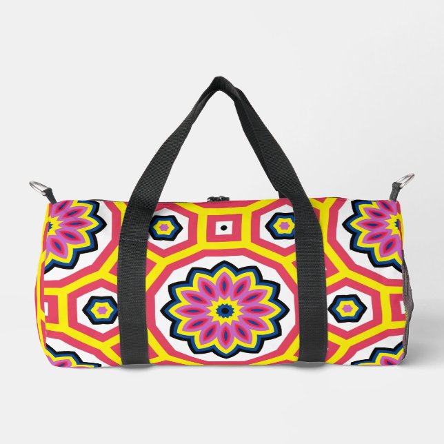 Cool Retro Flower Power  Duffle Bag (Front)