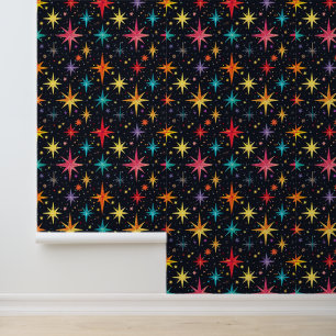 cool retro galaxy tiled pattern kids wallpaper