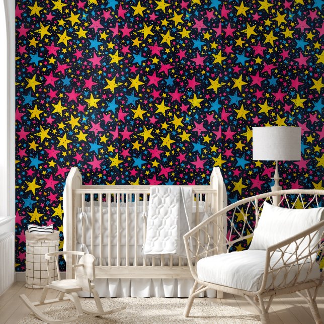 cool retro galaxy tiled pattern kids  wallpaper (Kids)