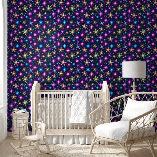 cool retro galaxy tiled pattern wallpaper (Kids)