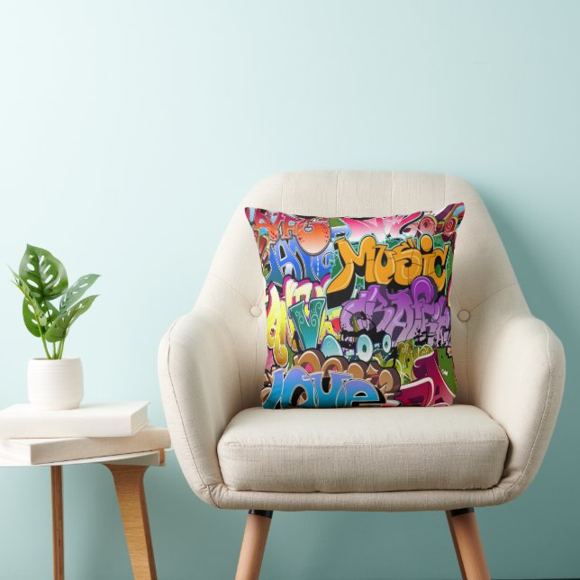 Cool retro graffiti art home decor pillow (Chair)