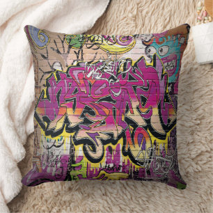 Cool retro graffiti art home office decor pillow