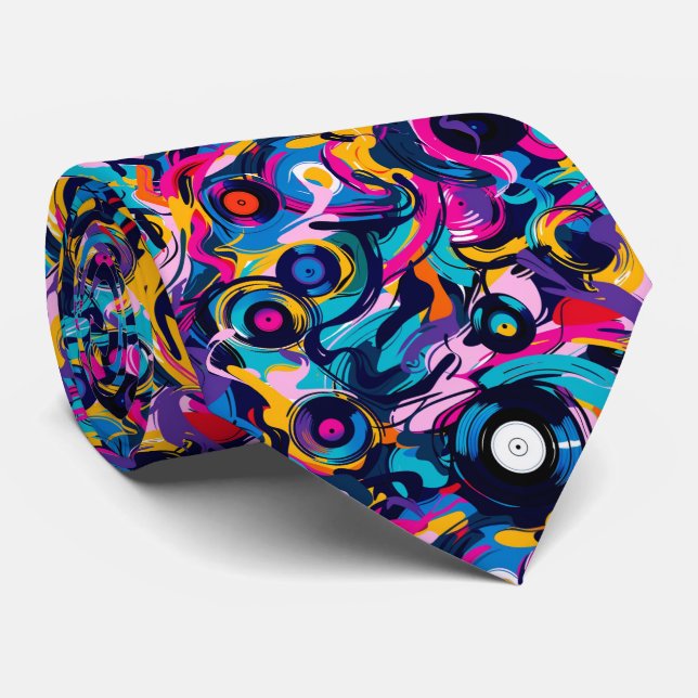 Cool retro graffiti pattern tiled  tie (Rolled)