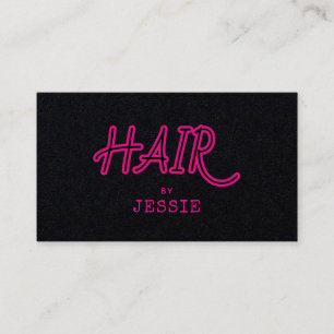Cool Retro Hair Stylist Black Business Card