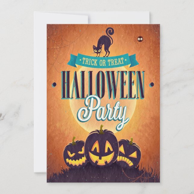 Cool Retro Halloween Fun Grunge Party Invitation (Front)
