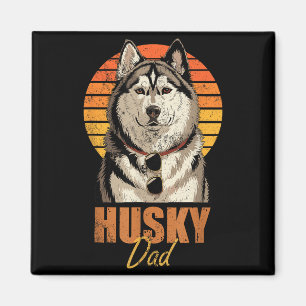Cool Retro Husky Dad Funny Vintage Dog Lovers  Magnet