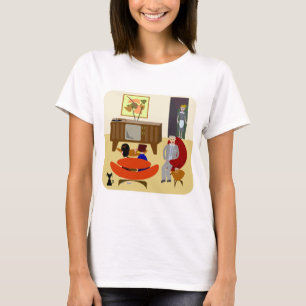 Cool Retro Living Characters at Home Art design T-Shirt