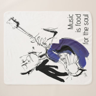 Cool Retro Man Playing Guitar - Jazz Music Art Sherpa Blanket