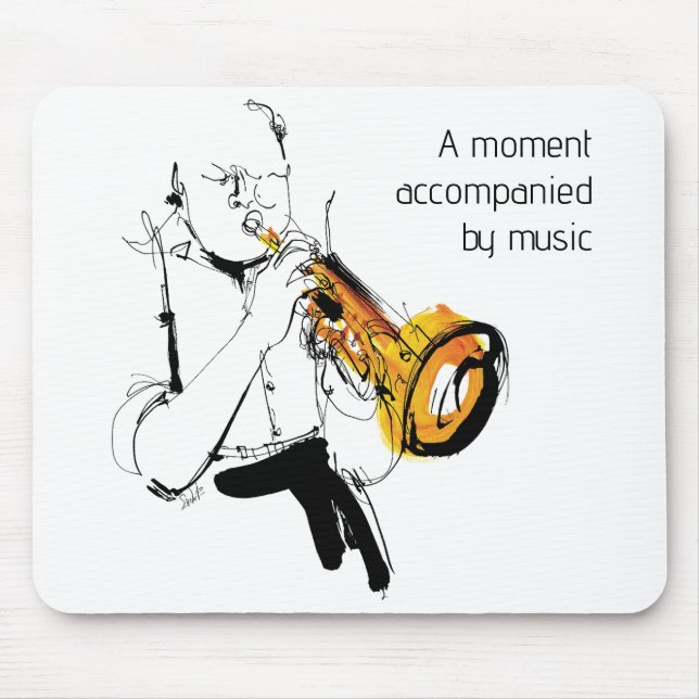 Cool Retro Man Playing Trumpet - Jazz Music Art Mouse Pad (Front)