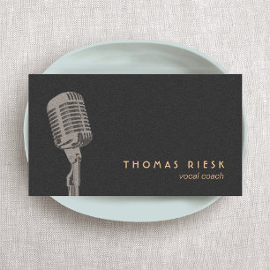 Cool Retro Microphone Logo Vocalist Business Card