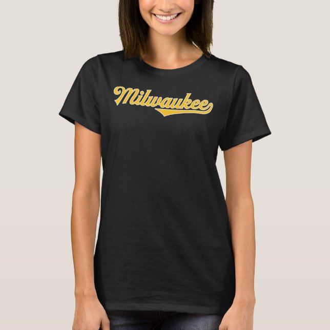 Cool Retro Milwaukee 1970s Wordmark Script T-Shirt (Front)