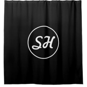 Cool Retro-Modern Style Monogram Black & White Shower Curtain