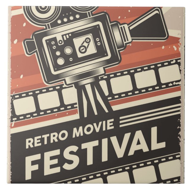 Cool retro movie theatre  ceramic tile (Front)