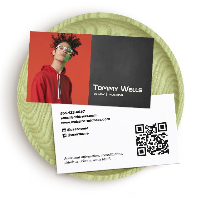 Cool Retro Music Songwriter Musician Photo  Business Card (Creator Uploaded)