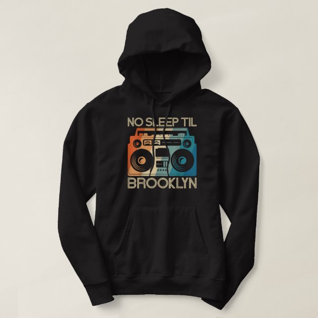 Cool Retro No Sleep Til Brooklyn, Old School Porta Hoodie (Design Front)