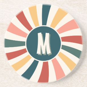 Cool Retro Pattern Monogram Coaster