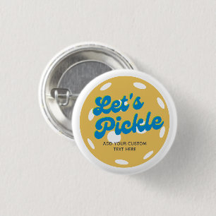 Cool Retro Pickleball Let's Pickle Personalised 3 Cm Round Badge