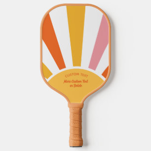 Cool Retro Pickleball Sunburst Personalised Paddle