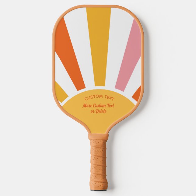Cool Retro Pickleball Sunburst Personalised  Pickleball Paddle (Front)