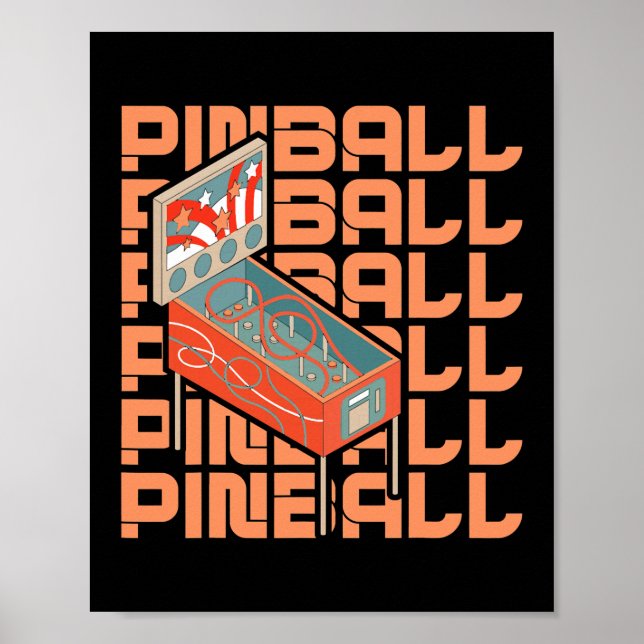 Cool Retro Pinball Machine  Poster (Front)