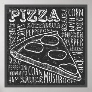 cool retro pizza food  poster