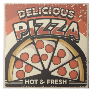 Cool retro pizza home business crafting  ceramic tile