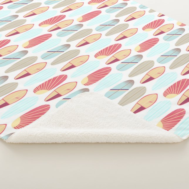 Cool retro red and blue surfboard  sherpa blanket (3/4)