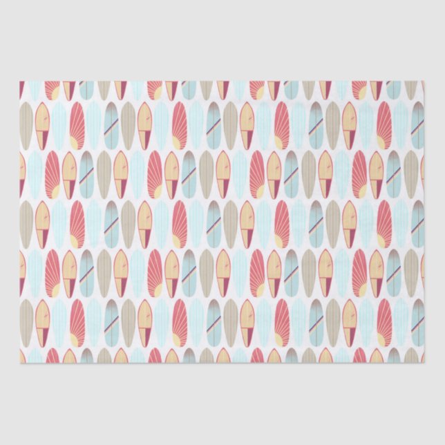 Cool retro red and blue surfboard  tissue paper (Front)