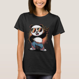 Cool Retro Rock Panda Sunglasses Music Gifts Men W T-Shirt