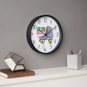 cool retro roller skate  clock