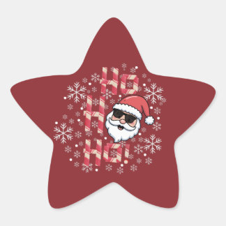 Cool Retro Santa Christmas Star Ornament Sticker