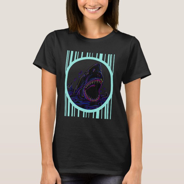 Cool Retro Shark Attack T-Shirt (Front)