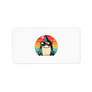 Cool Retro Shark in Sunglasses 70s 80s 90s Funny S Label