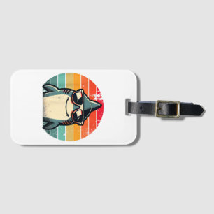 Cool Retro Shark in Sunglasses 70s 80s 90s Funny S Luggage Tag