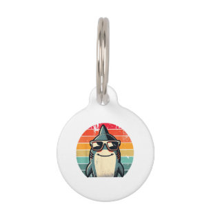 Cool Retro Shark in Sunglasses 70s 80s 90s Funny S Pet Tag
