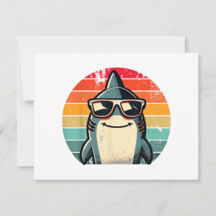 Cool Retro Shark in Sunglasses 70s 80s 90s Funny S Save The Date