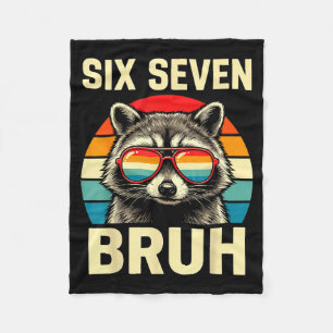 Cool Retro Six Seven Bruh Raccoon Sungles Meme 67  Fleece Blanket