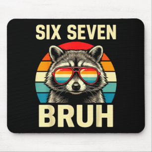 Cool Retro Six Seven Bruh Raccoon Sungles Meme 67 Mouse Pad