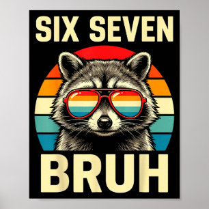 Cool Retro Six Seven Bruh Raccoon Sungles Meme 67 Poster