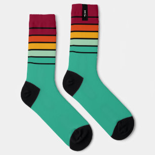 Cool Retro Stripey Personalised Monogram Socks