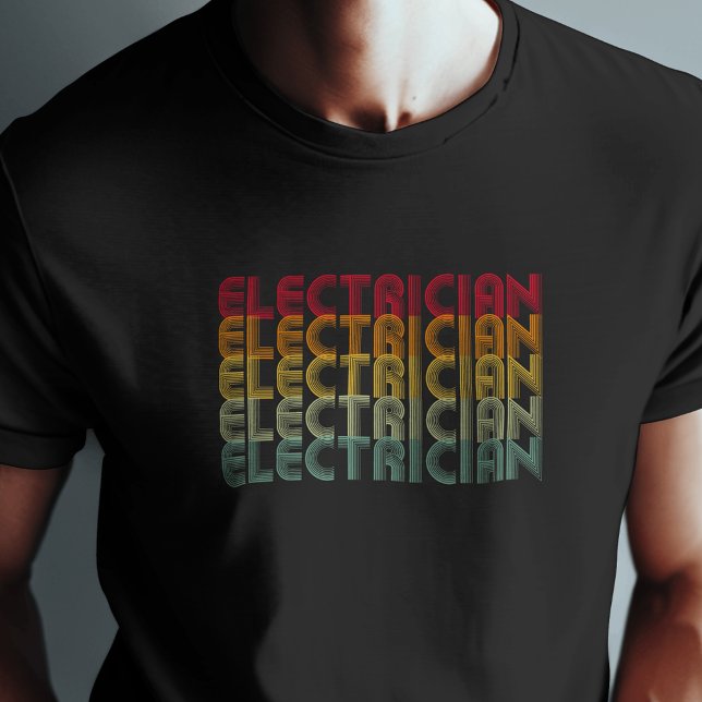 Cool Retro Style Electrician Stacked Typography T-Shirt (Creator Uploaded)