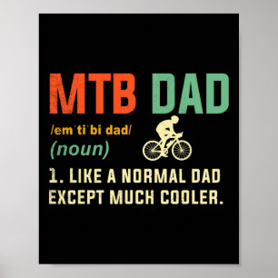 Cool Retro Style Mountain Biking Dad Gifts Mtb Bik Poster